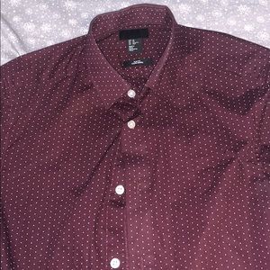 Long Sleeve Burgundy Button Up